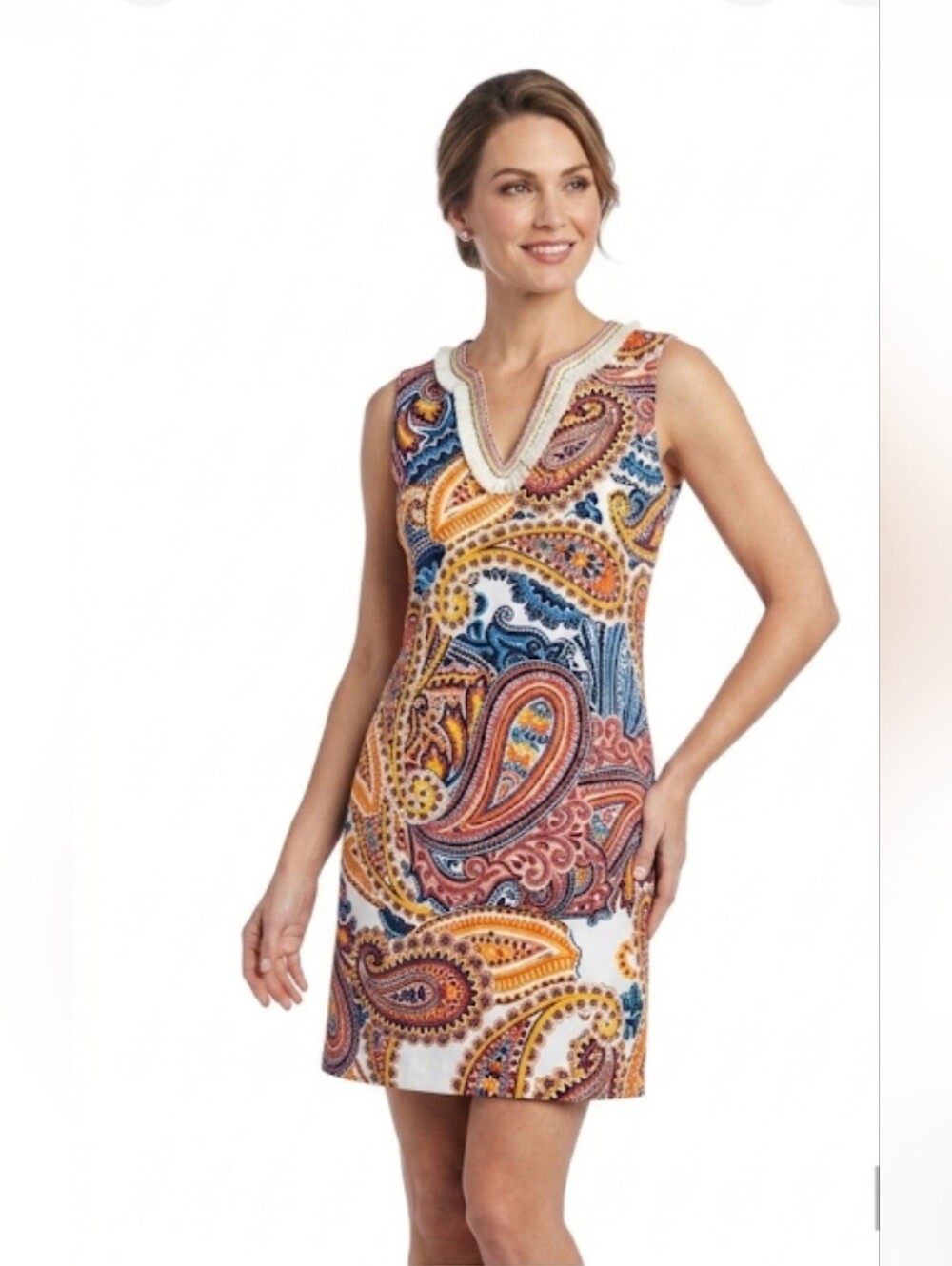 LAUNDRY Shelli Segal Sleeveless Multicolor Paisley Shift Dress, Size 12